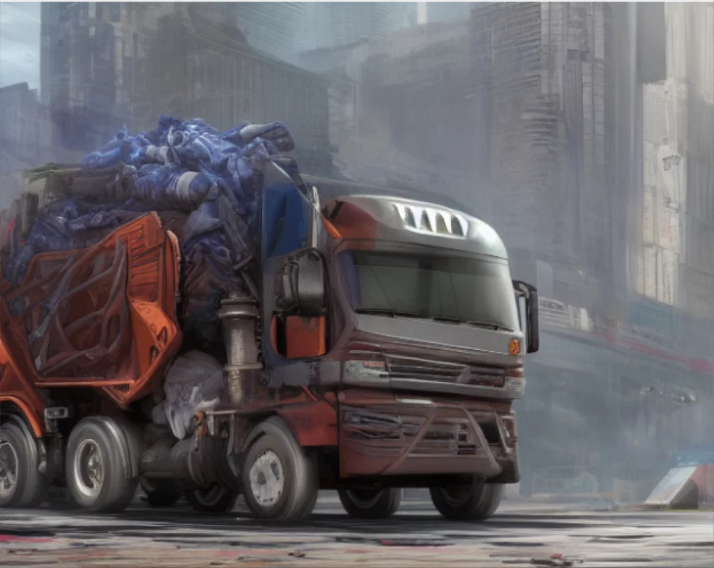 Artistic rendering of a garbage truck taking out the trash to represent backfilling data.