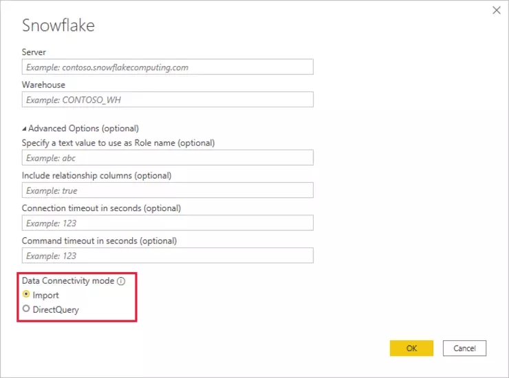 Power BI to Snowflake Connect Warehouse